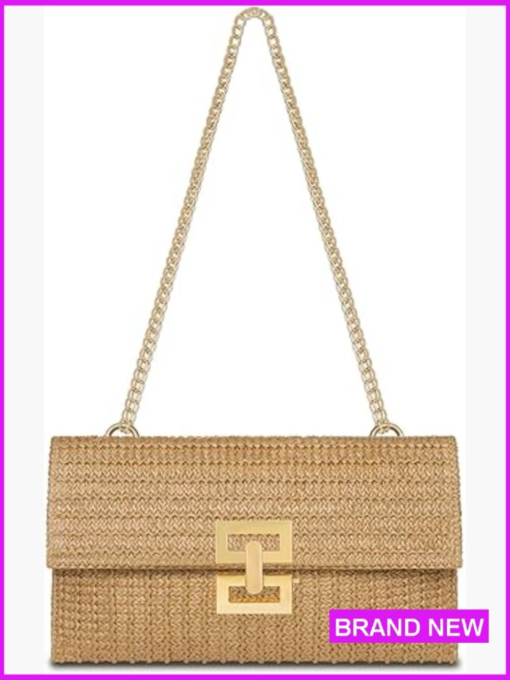 Straw Clutch Purse Women Evening Handbag Summer Beach Shoulder Crossbody Bag